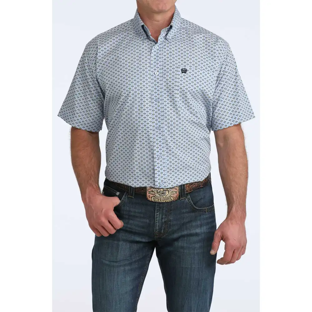 cinch men's short sleeve shirt light blue