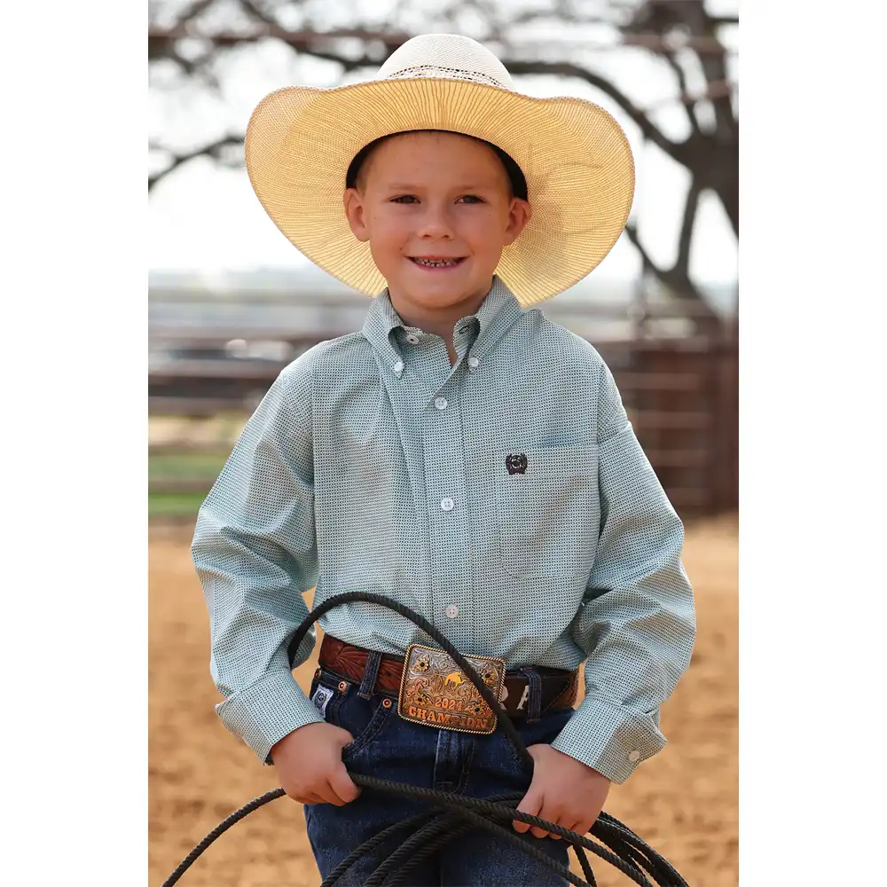 cinch boy's long sleeve shirt blue