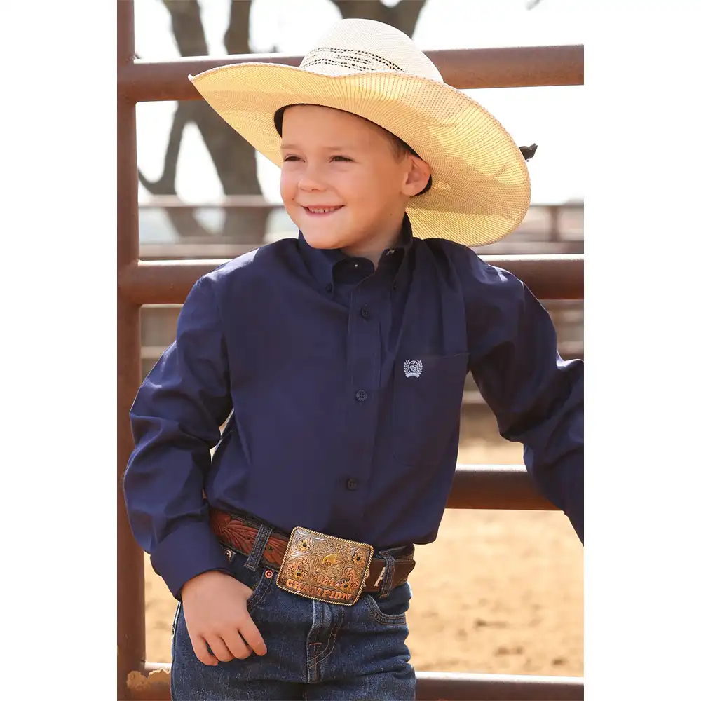 cinch boy's long sleeve shirt royal