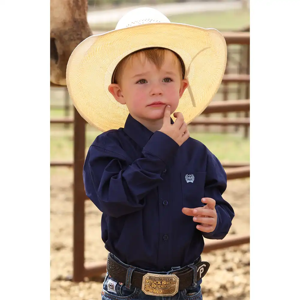 cinch toddler boy's long sleeve shirt navy