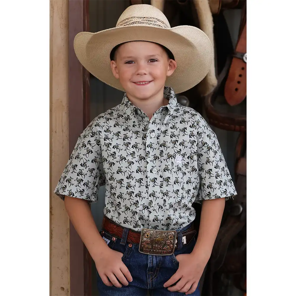 cinch boy's short sleeve shirt light blue