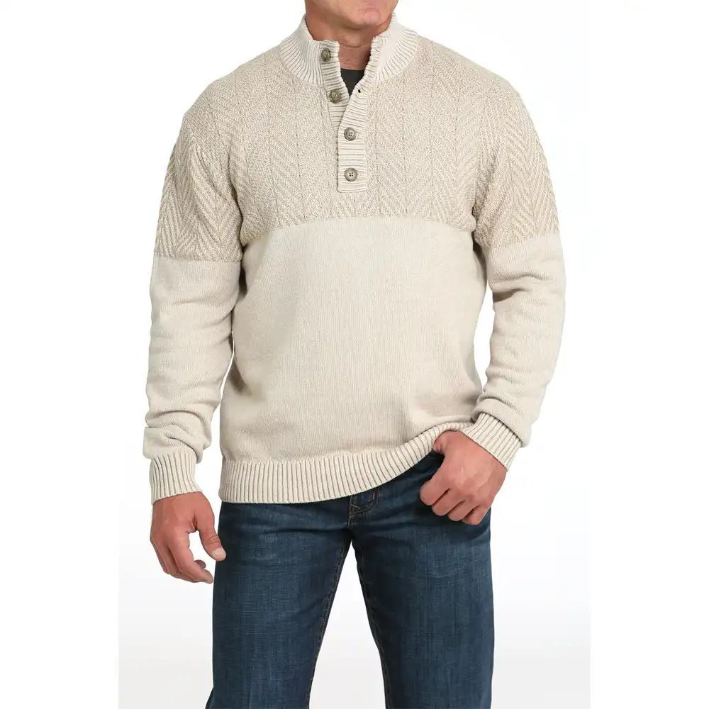 cinch men's knit pullover cream