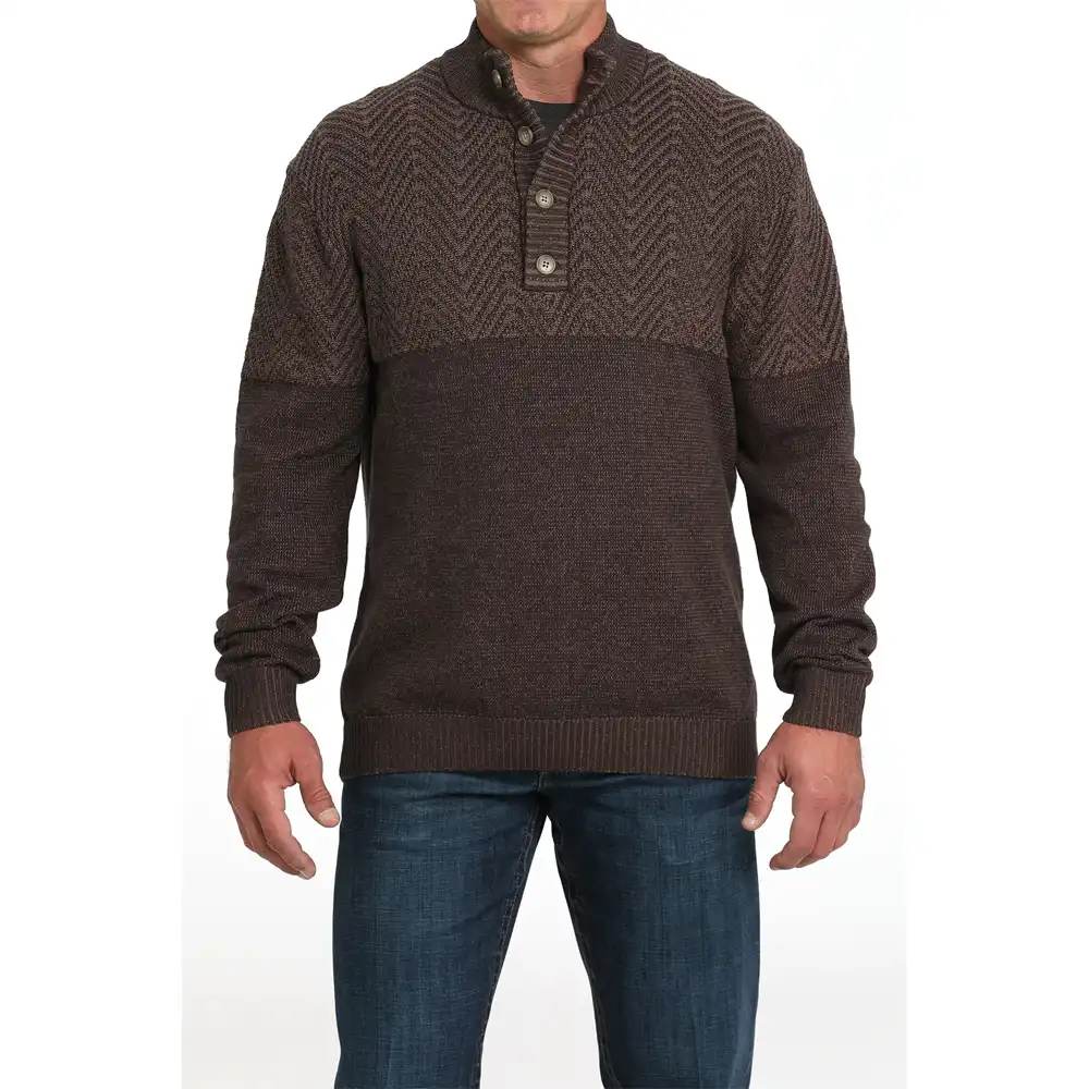 cinch men's knit pullover brown