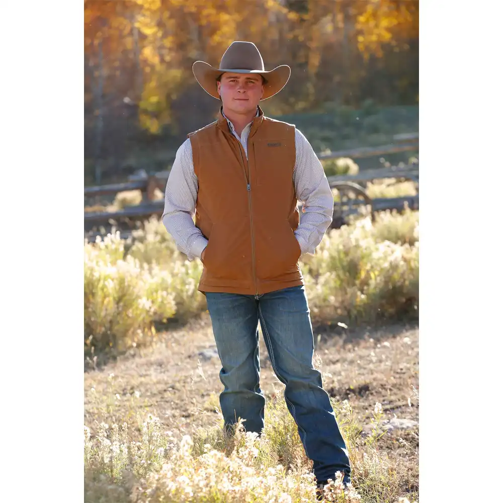 cinch men's vest brown