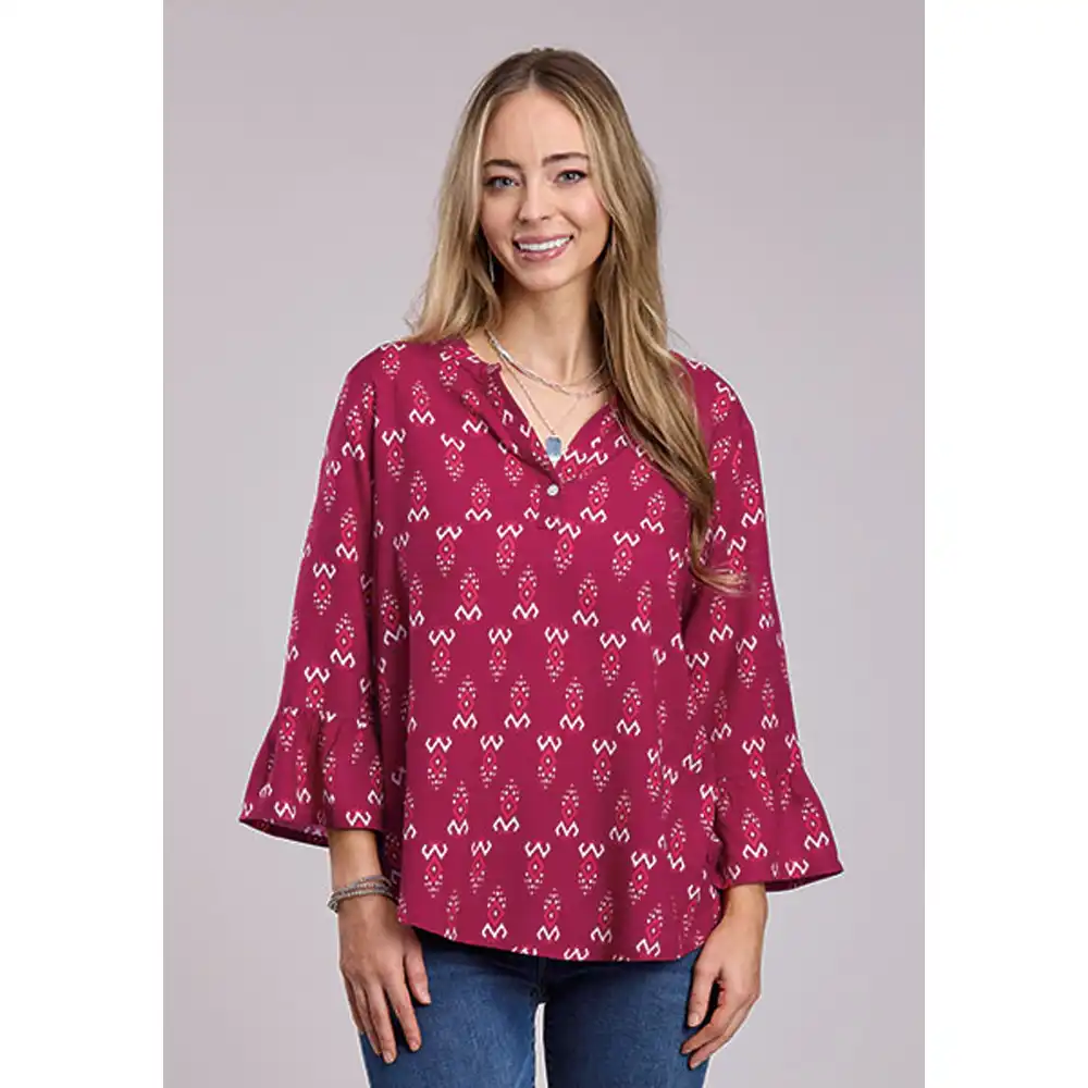roper women's long sleeve shirt raspberry