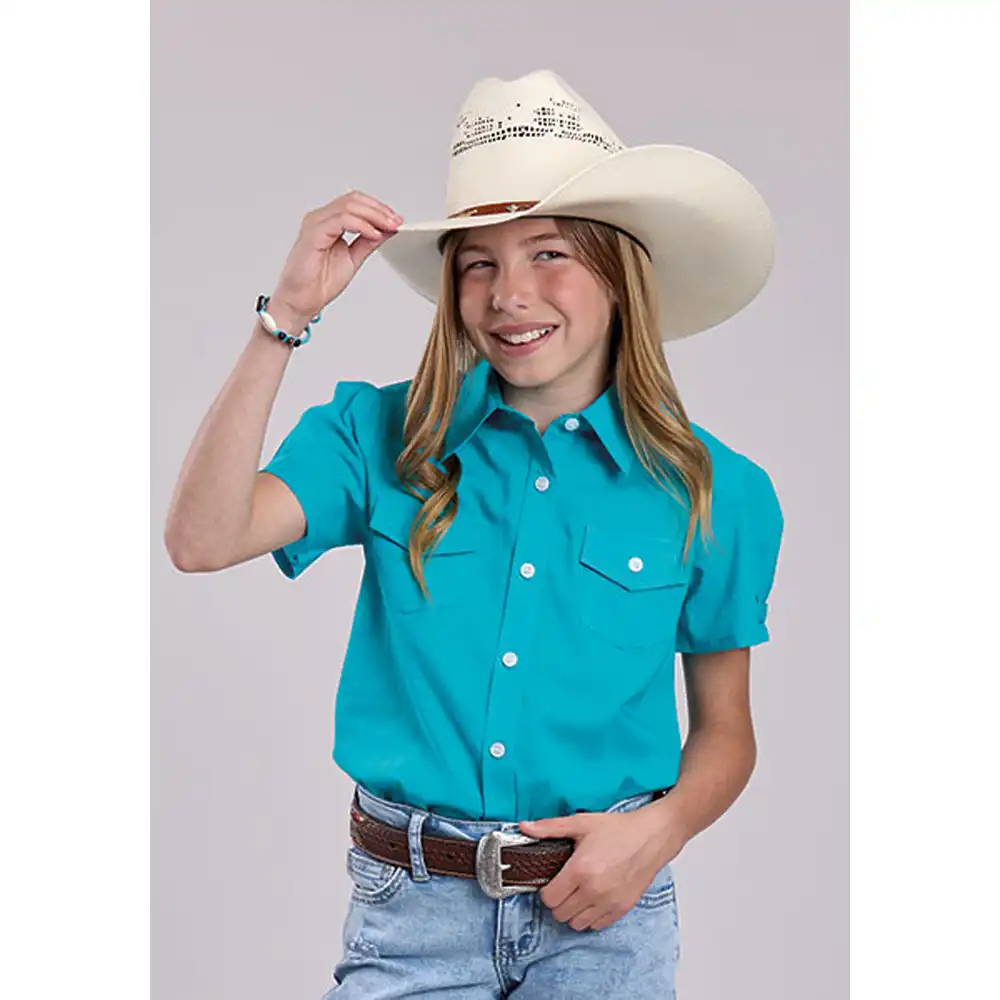 roper women's puff sleeves blue