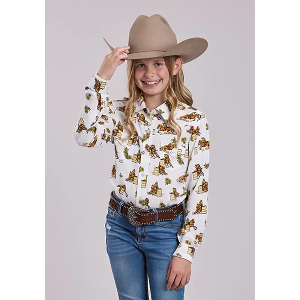 roper girl's long sleeve shirt barrel racers