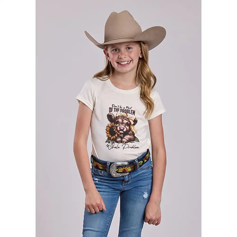 roper girl's graphic tee shirt cream