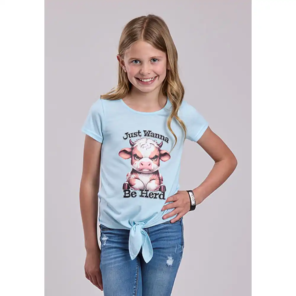 roper girl's graphic tee shirt light blue