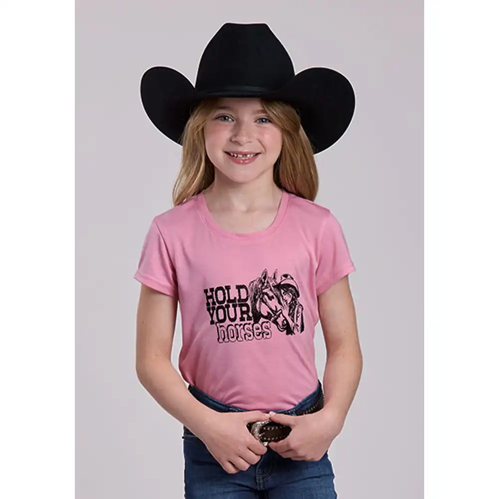 roper girl's graphic tee shirt pink