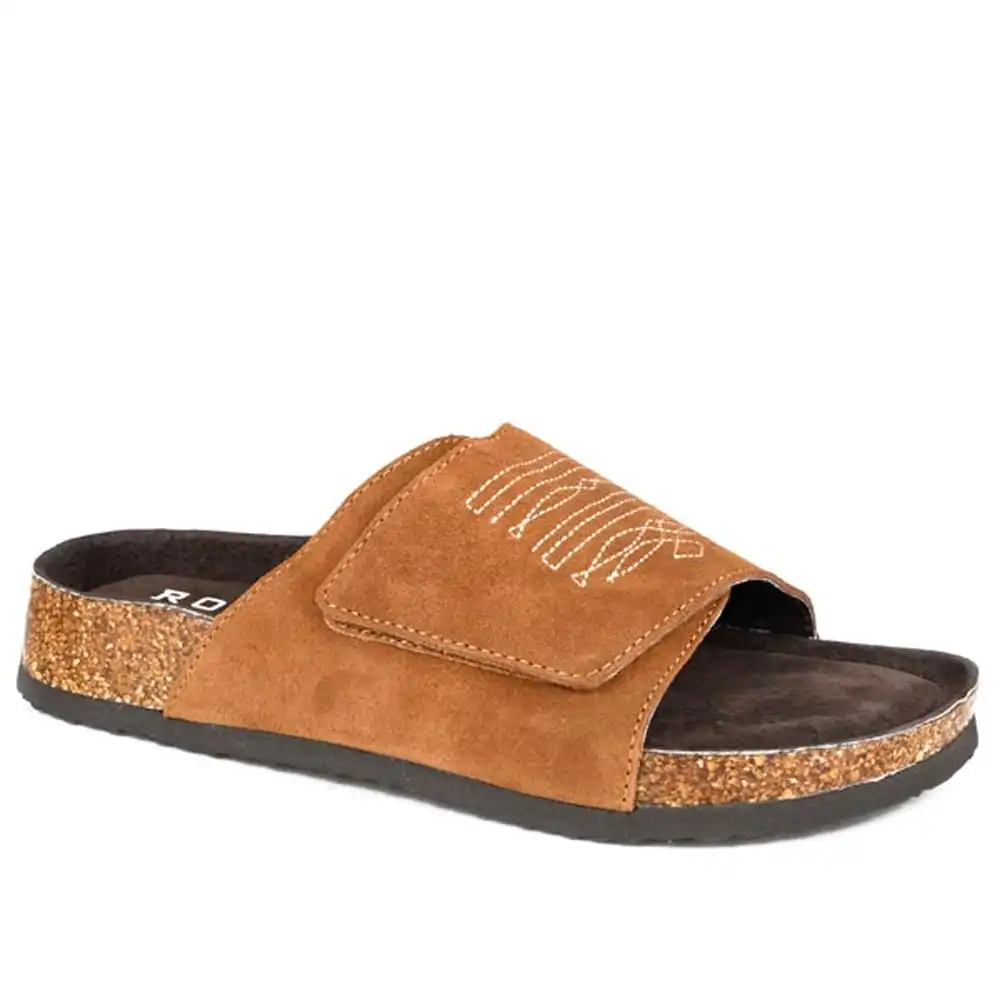 roper women's slide sandals suede tan