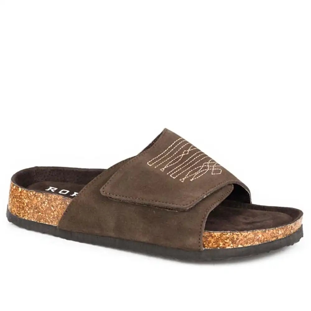 roper slide sandals brown suede