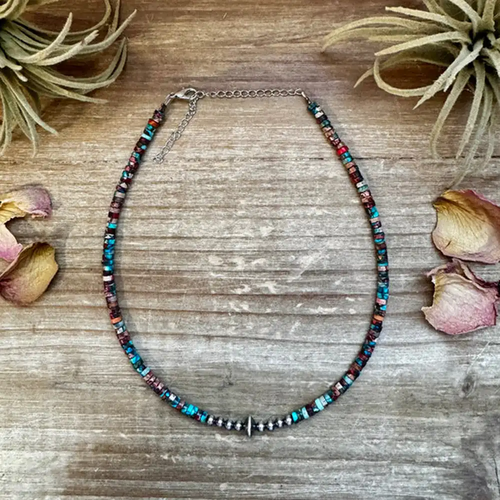 sterling silver pearls choker pink and blue