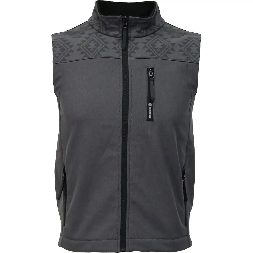 hooey softshell vest black and grey