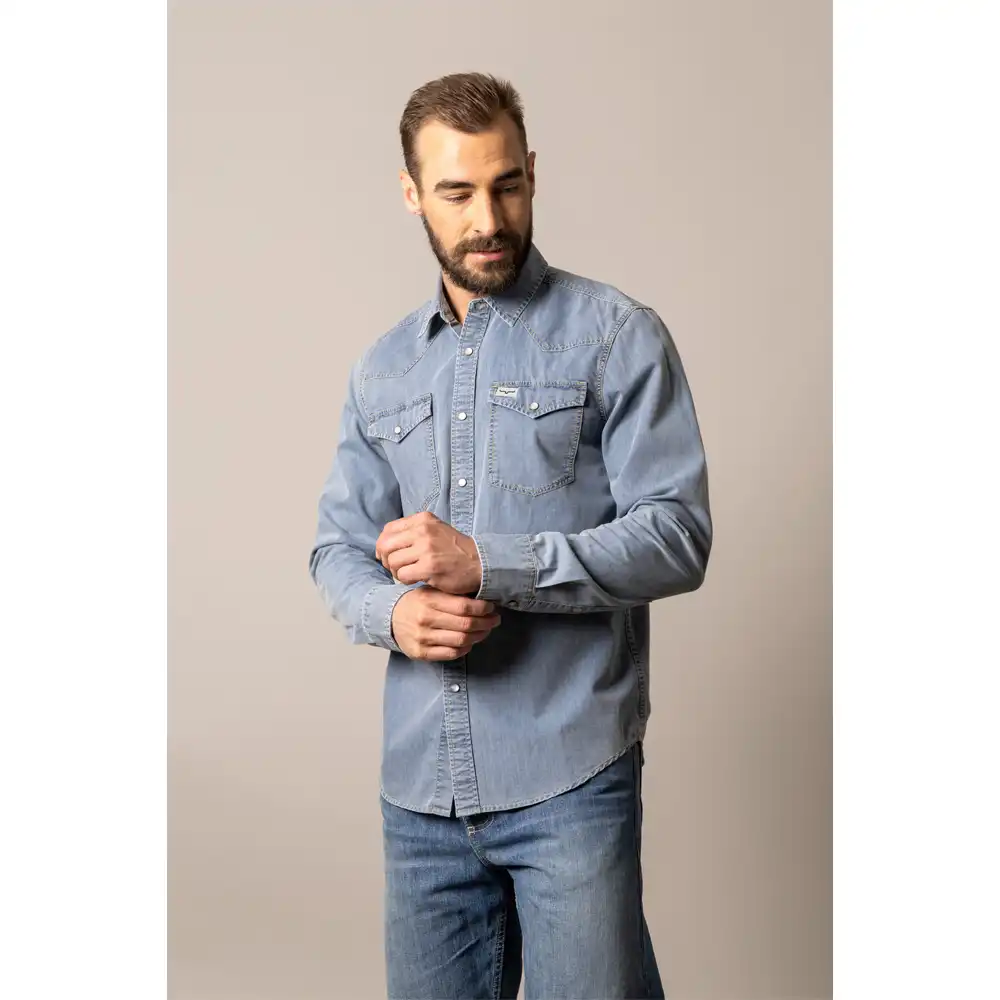 kimes ranch men's long sleeve shirt denim