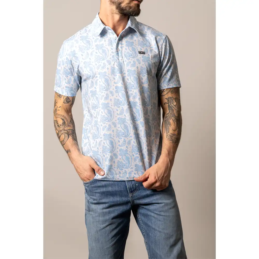 "Burel" Men's Short Sleeve Polo - Blue
