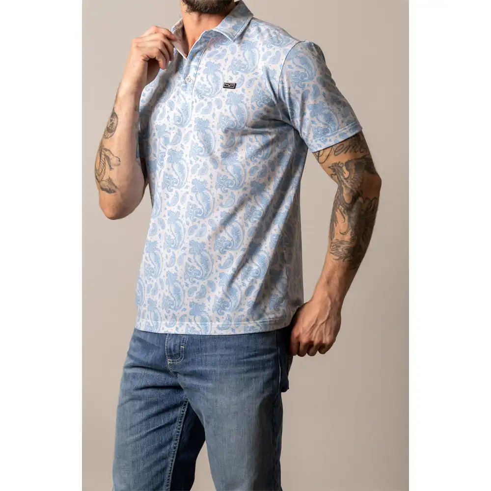 "Burel" Men's Short Sleeve Polo - Blue - Image 3