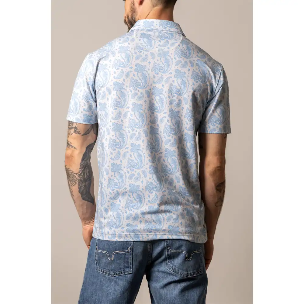 "Burel" Men's Short Sleeve Polo - Blue - Image 2