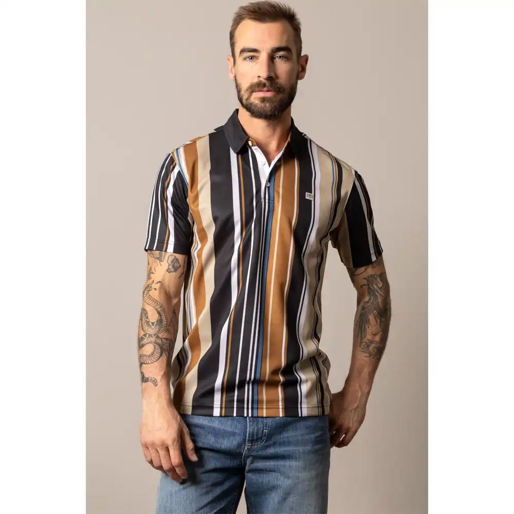 kimes ranch men's polo black stripe