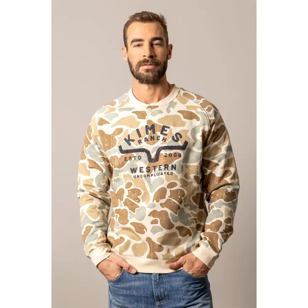 kimes ranch men's crew sweatshirt camo
