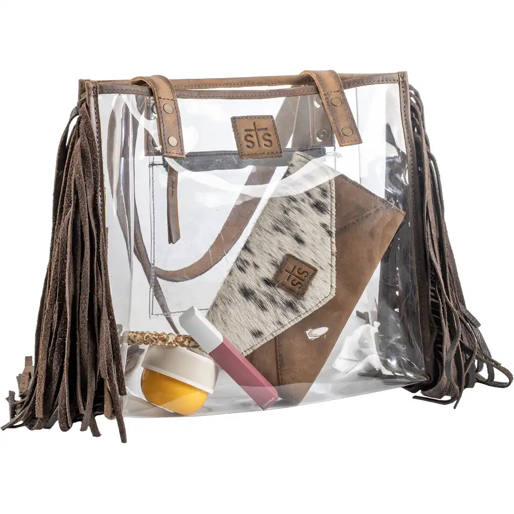 sts ranchwear fringe clear handbag
