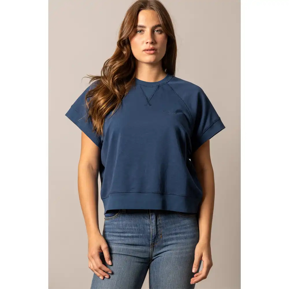 "Holly" Short Sleeve Box Crew - Blue