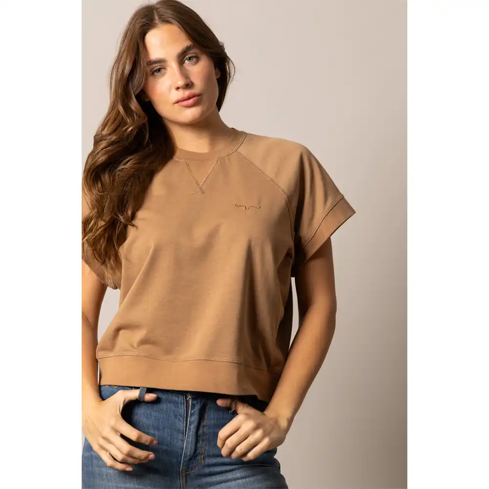 "Holly" Women's Short Sleeve Box Crew - Tobacco