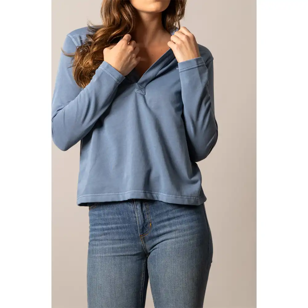 kimes ranch women's long sleeve polo blue