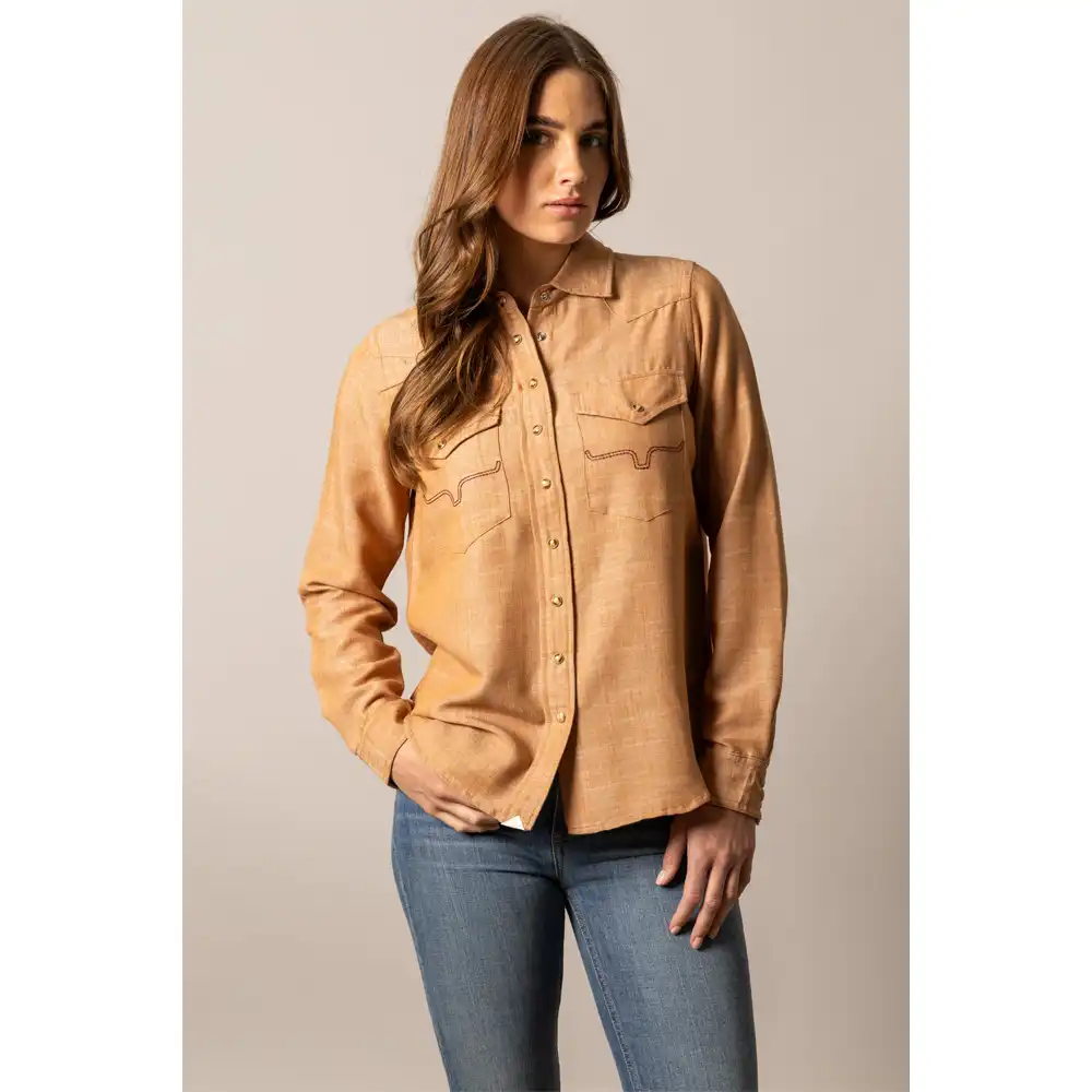 kimes ranch women's long sleeve shirt tobacco