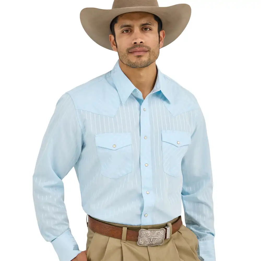 wrangler men's classic blue shirt