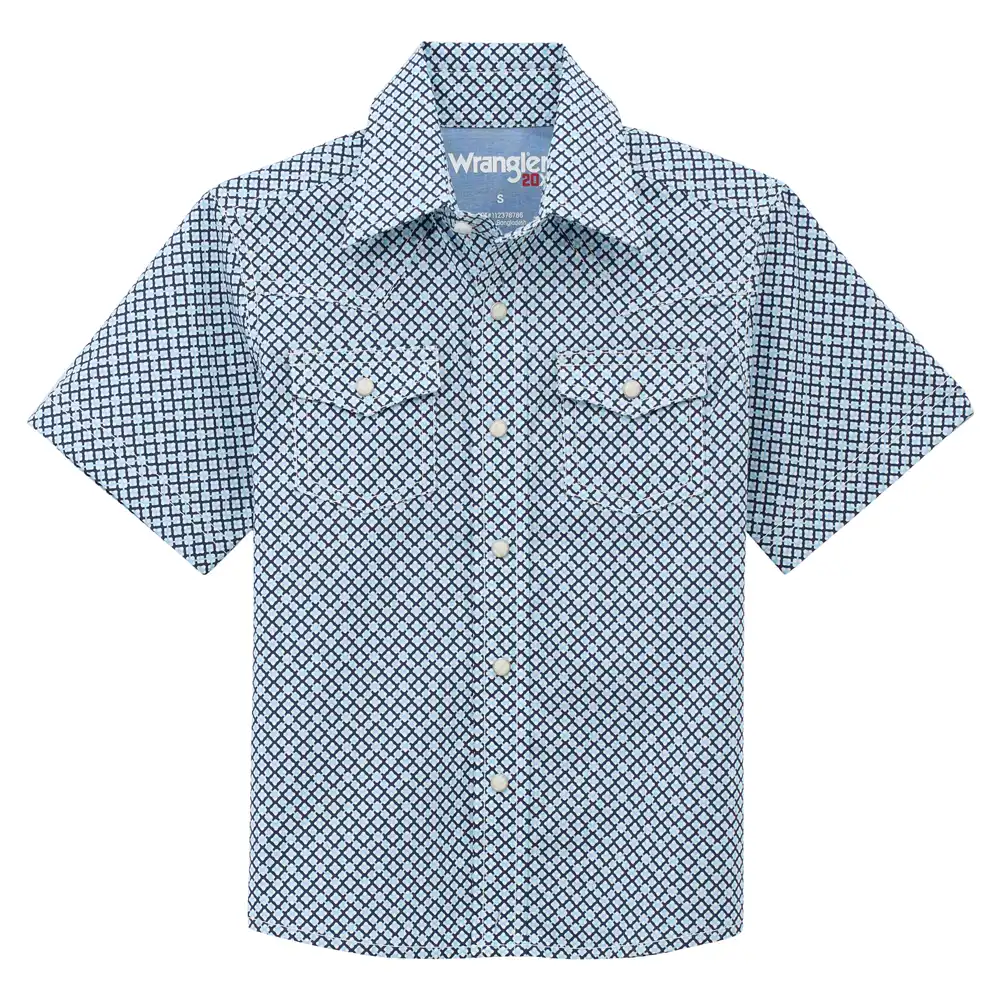 wrangler boy's short sleeve shirt blue