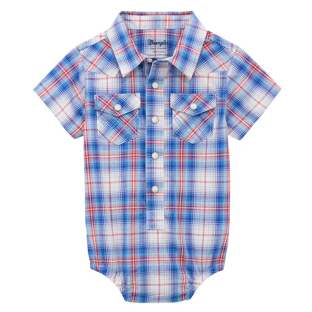boys's wrangler® baby boy long sleeve bodysuit - blue