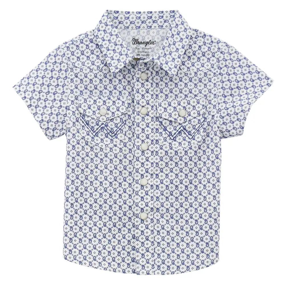 wrangler boy's infant short sleeve shirt blue