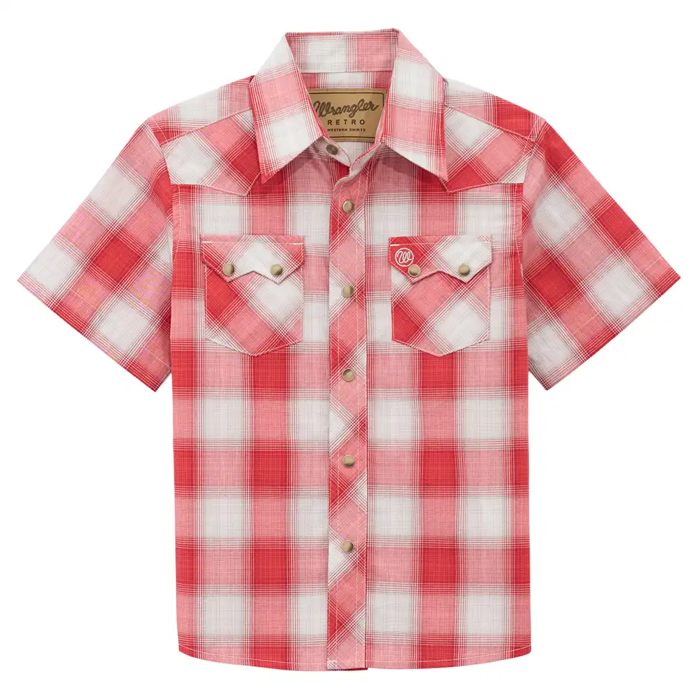 wrangler boy's short sleeve shirt red