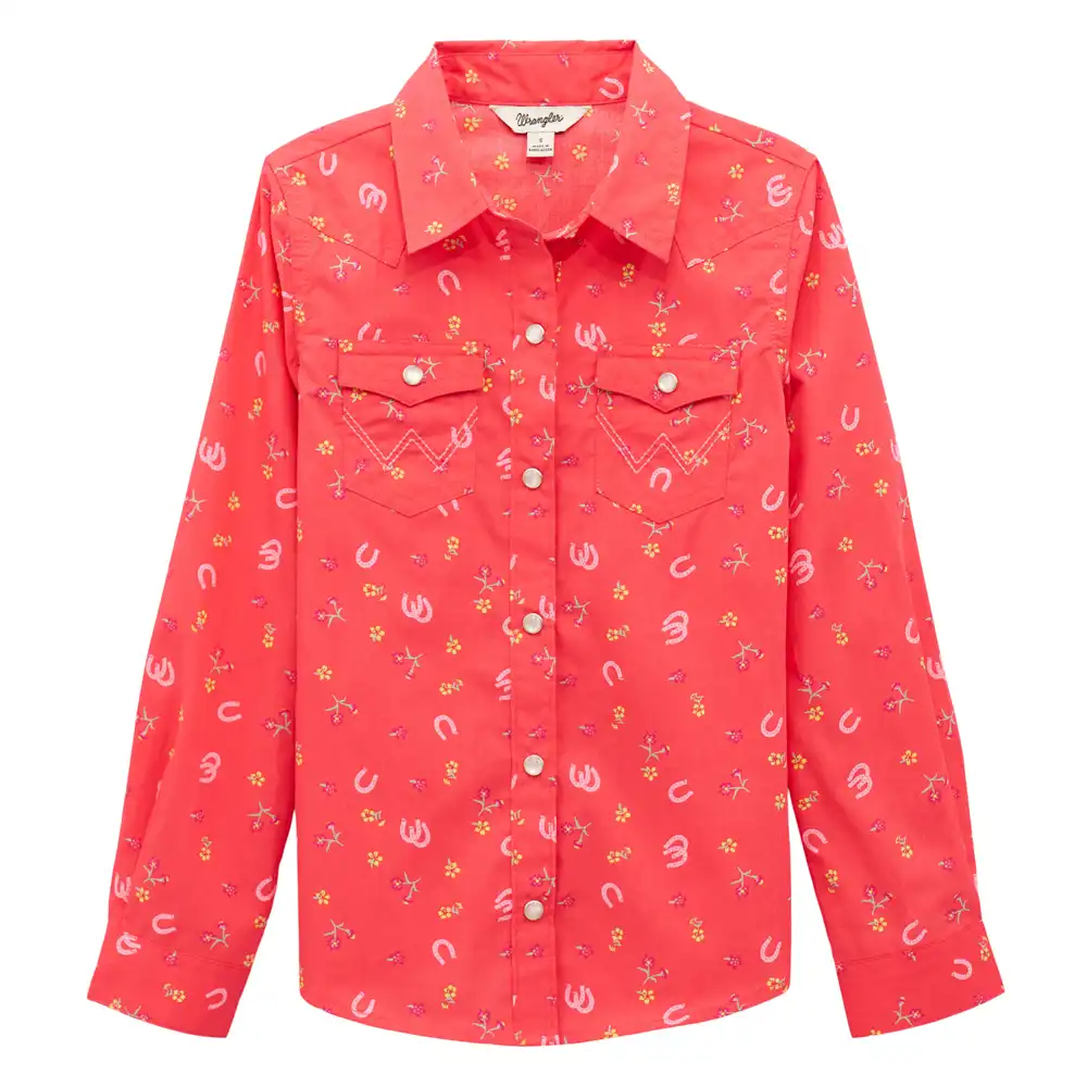 wrangler girl's long sleeve shirt