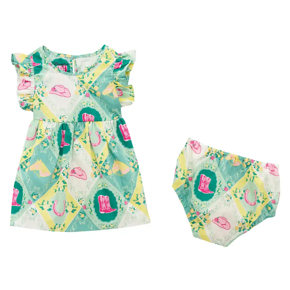 wrangler infant girl's green dress