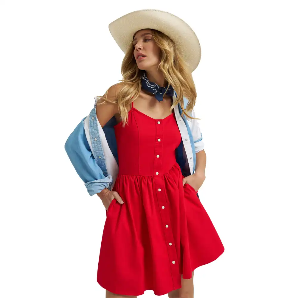 women's wrangler retro® americana sleeveless snap dress - red