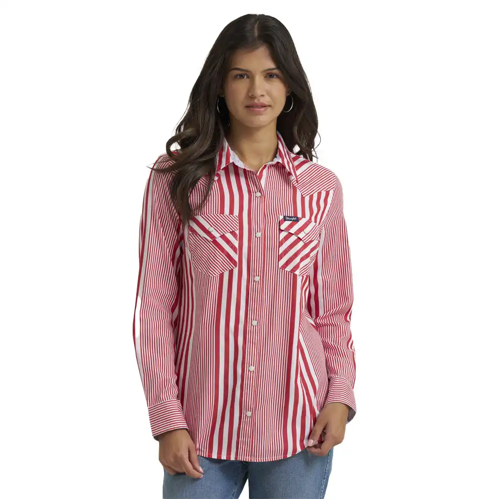 women's wrangler retro® western dress snap shirt - red