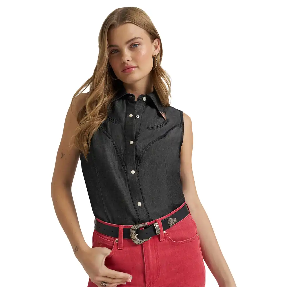 wrangler lainey wilson black sleeveless top