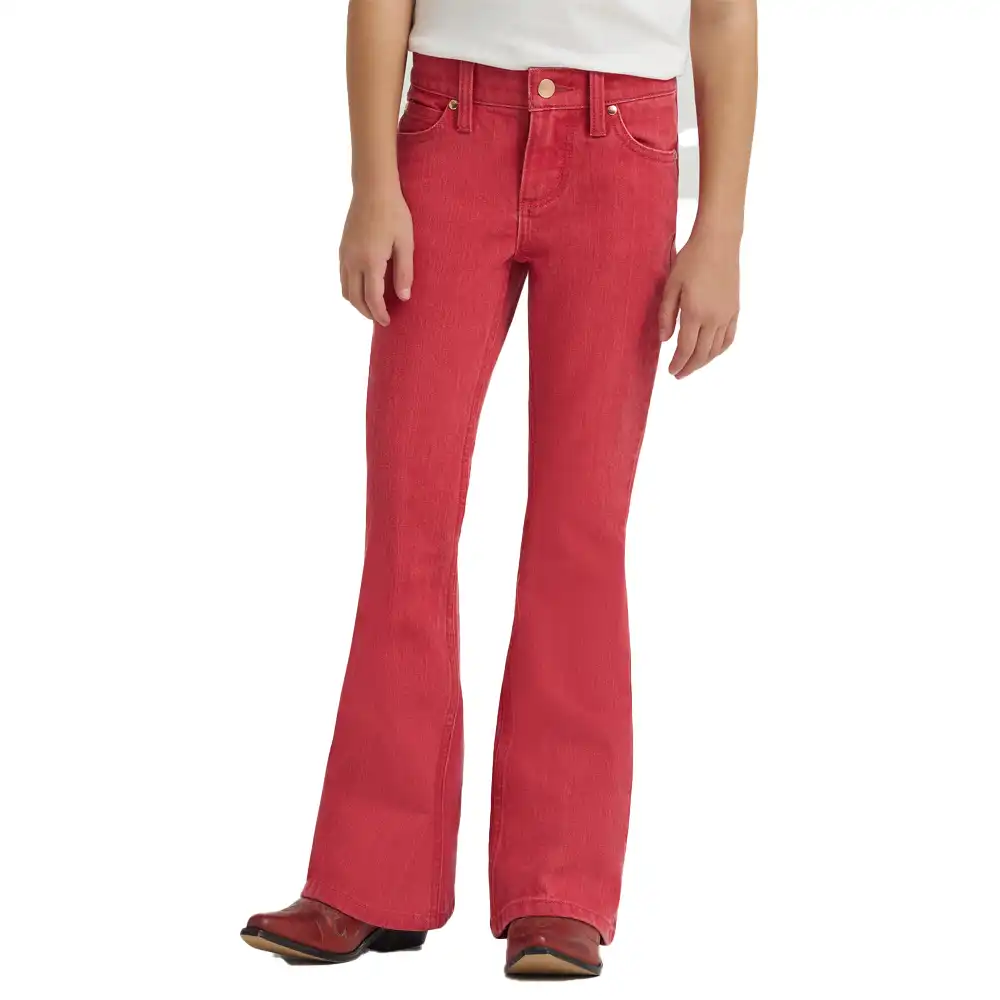 wrangler lainey wilson gir's red flare jeans