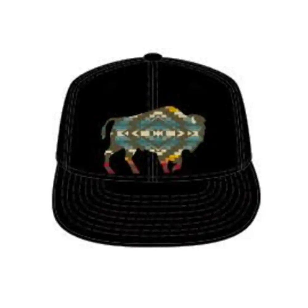 bison embroidered hat - black