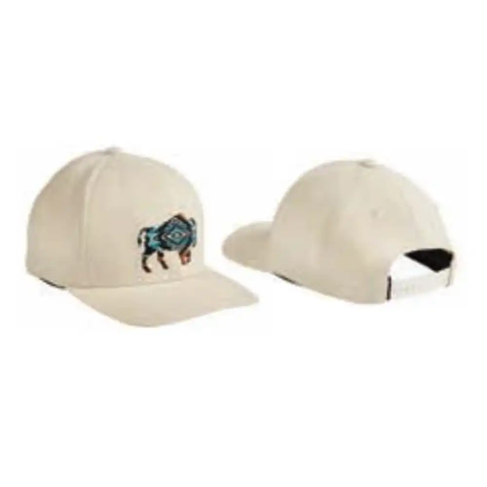 bison embroidered hat - cream