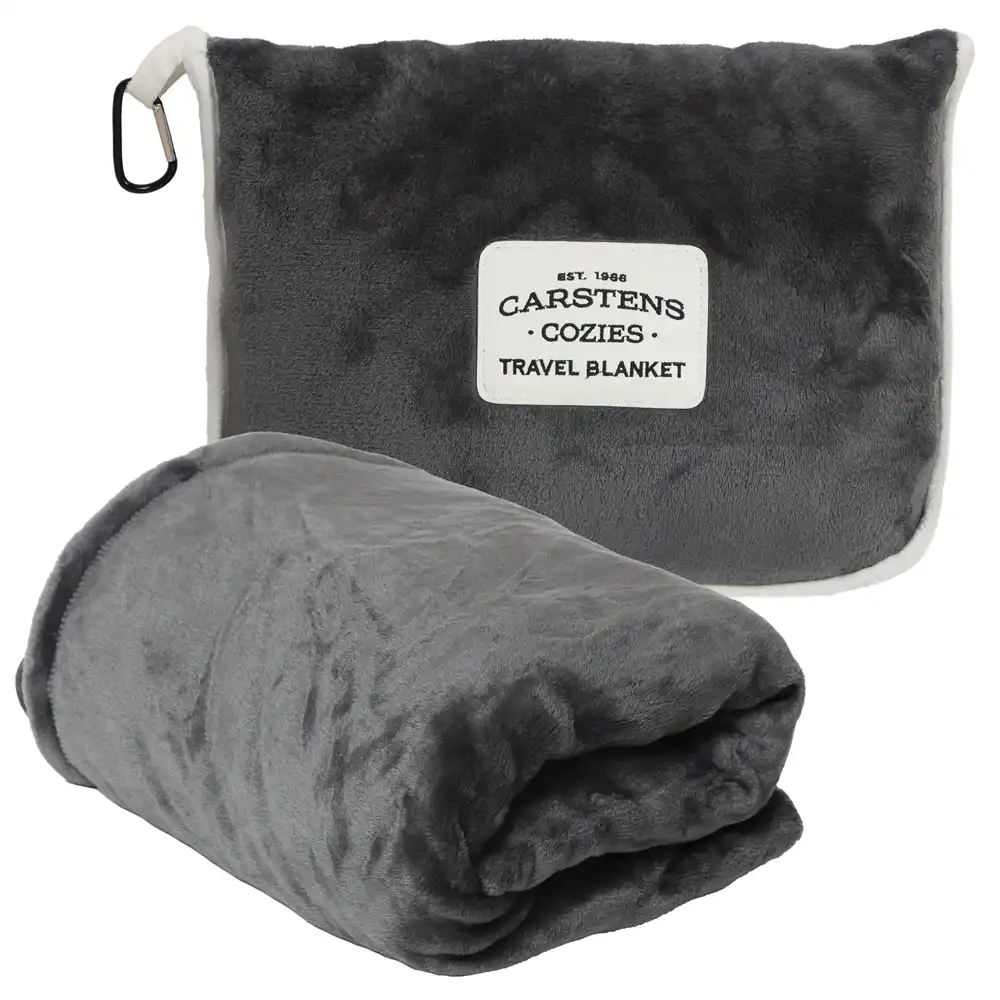 grey travel blanket