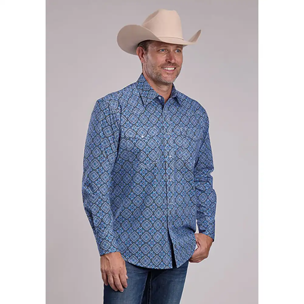 amarillo collection men's long sleeve shirt blue