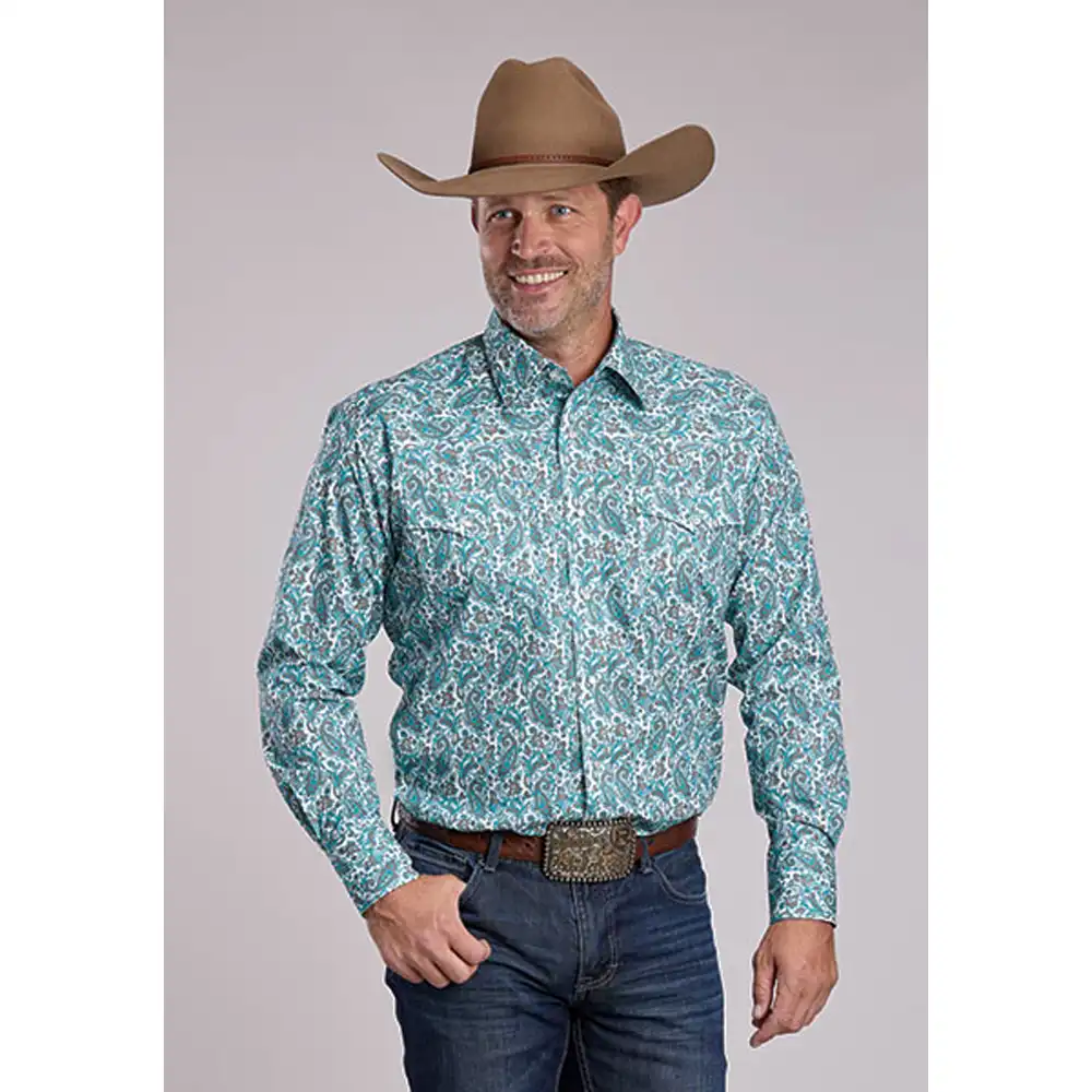 karman men's long sleeve shirt turquoise