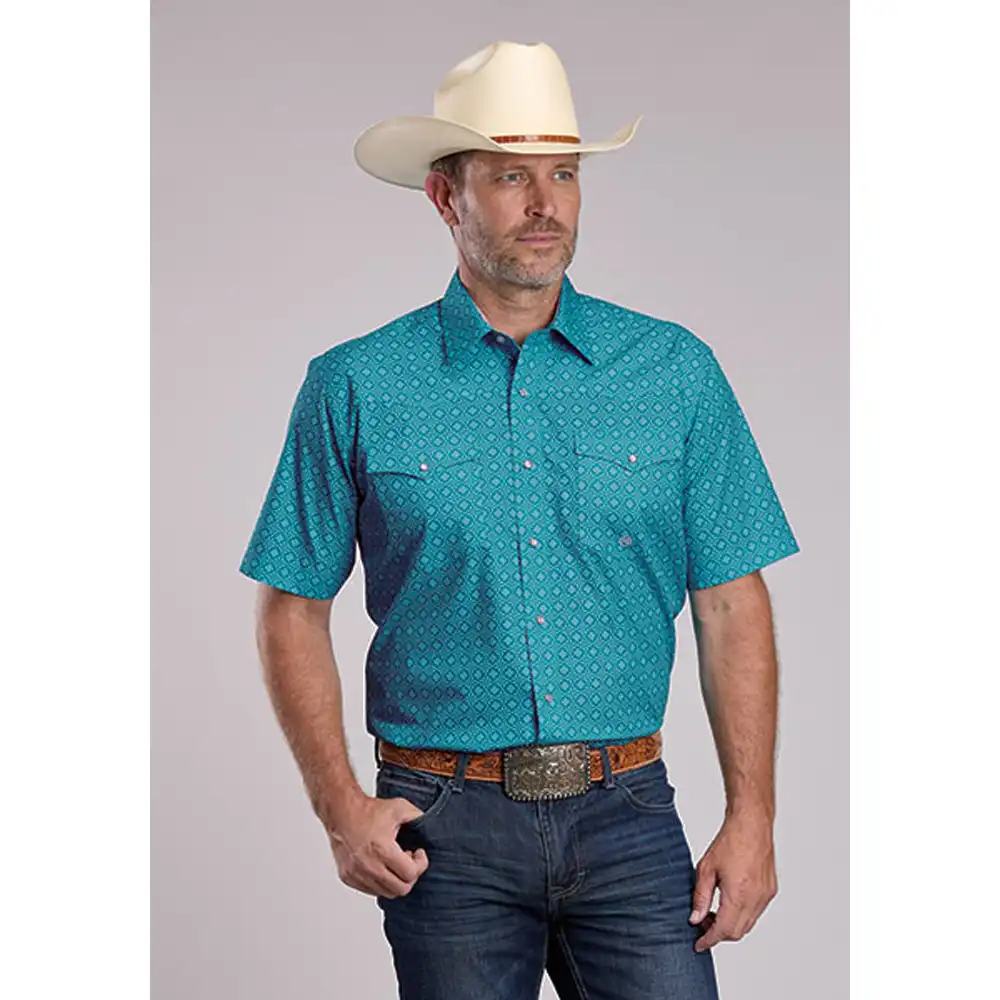 karman men's short sleeve shirt turquoise