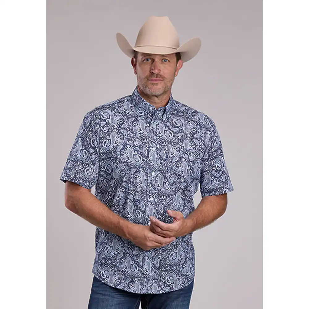 karman men's short sleeve shirt blue