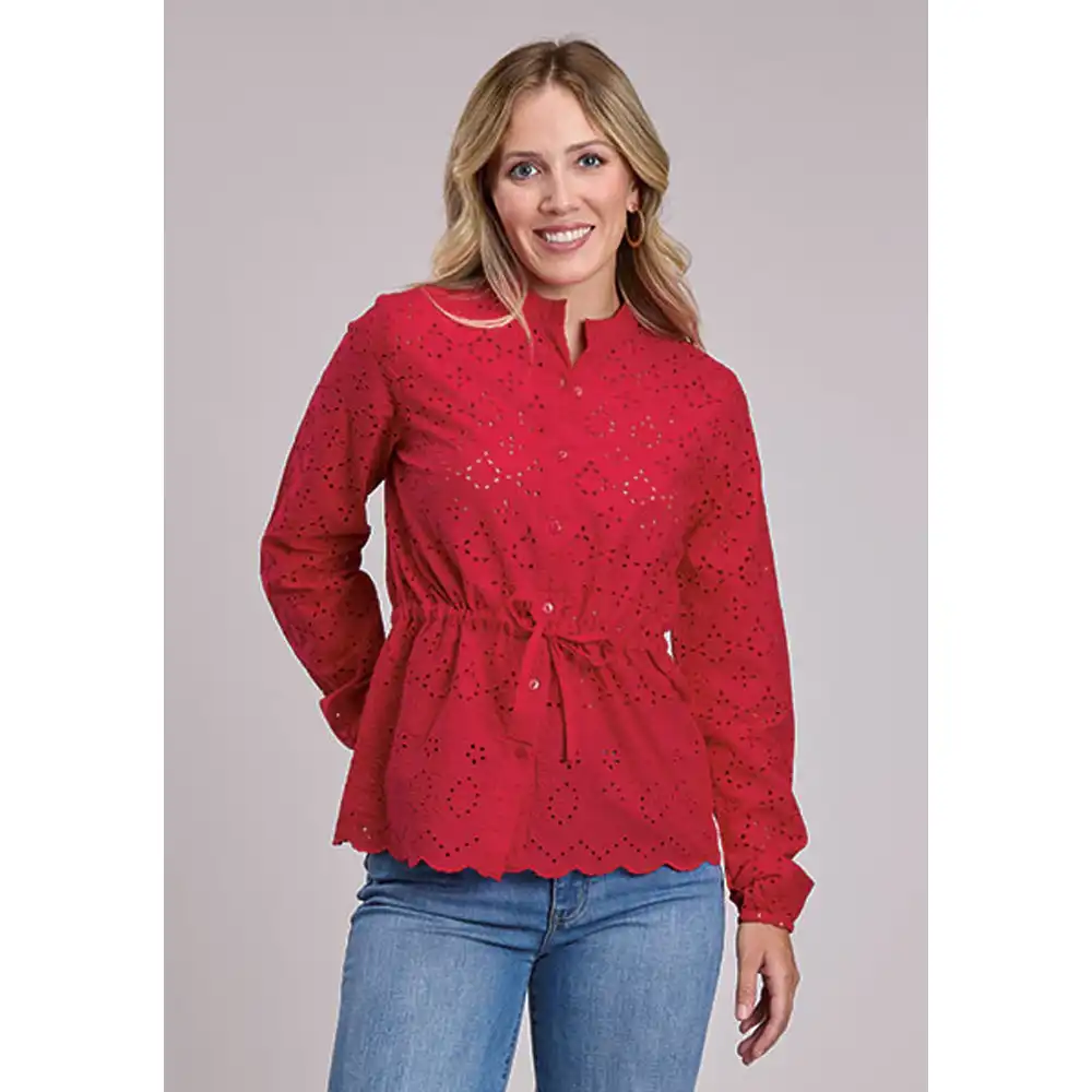 karman women's long sleeve top red