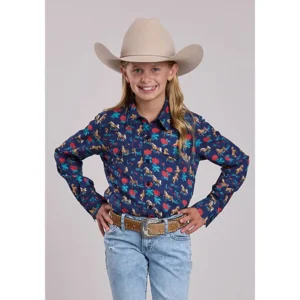 karman girl's long sleeve shirt floral