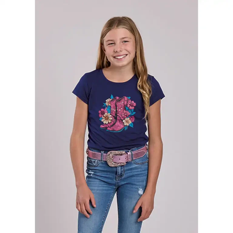 karman girl's boot tee navy